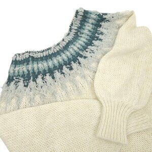 Free People Baltic Fair Isle Sweater Womens M Balloon Sleeve Oversized Boho